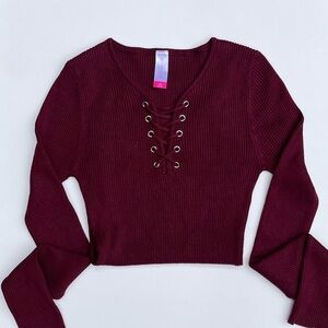 Maroon Ribbed Long Sleeve